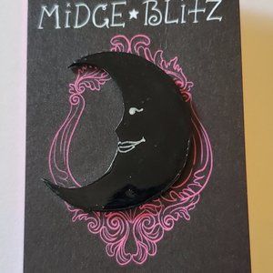 Crescent Moon Brooch / Pin - Hand-Painted